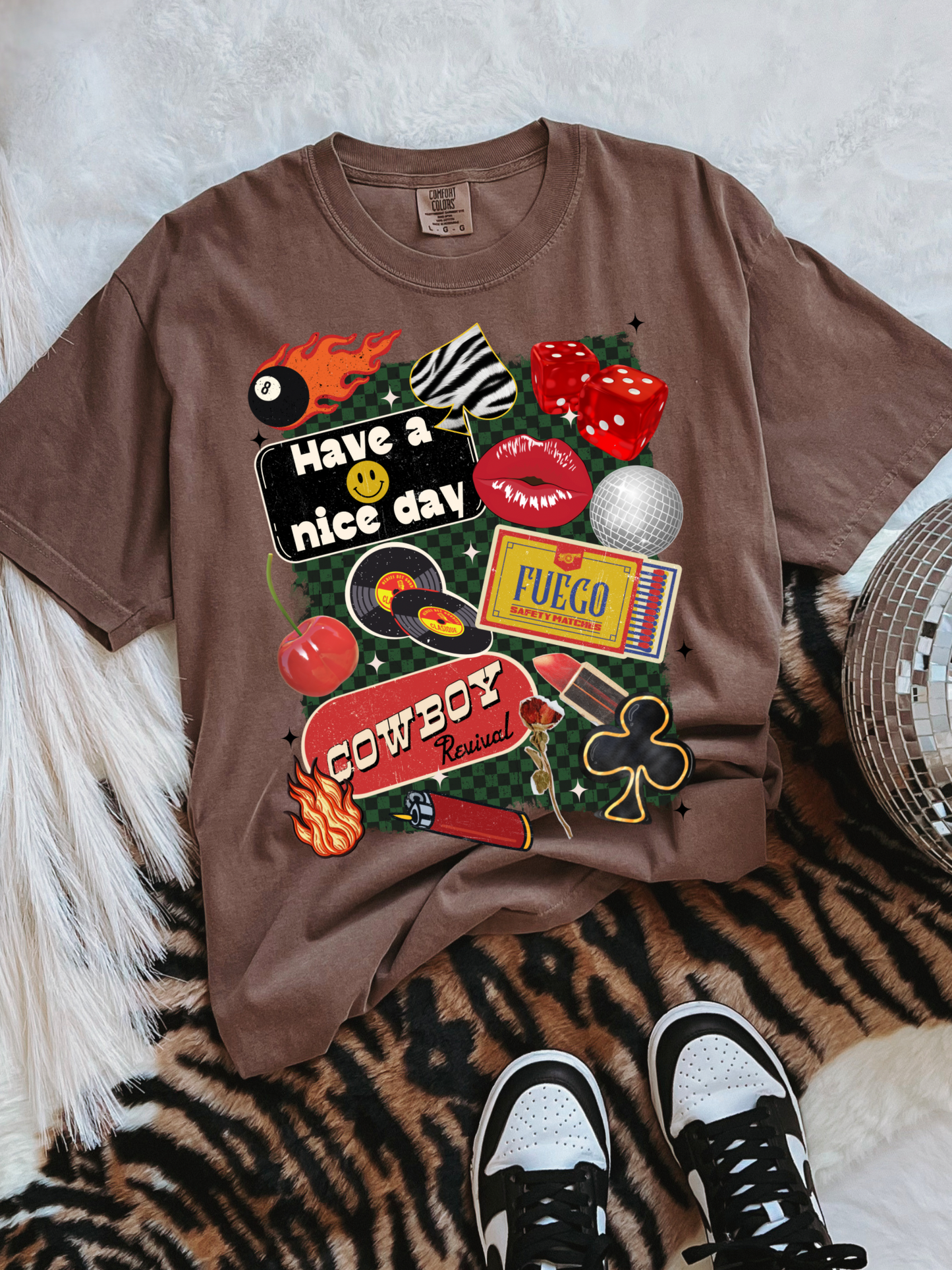 Have A Nice Day Cowboy Revival Collage Tee