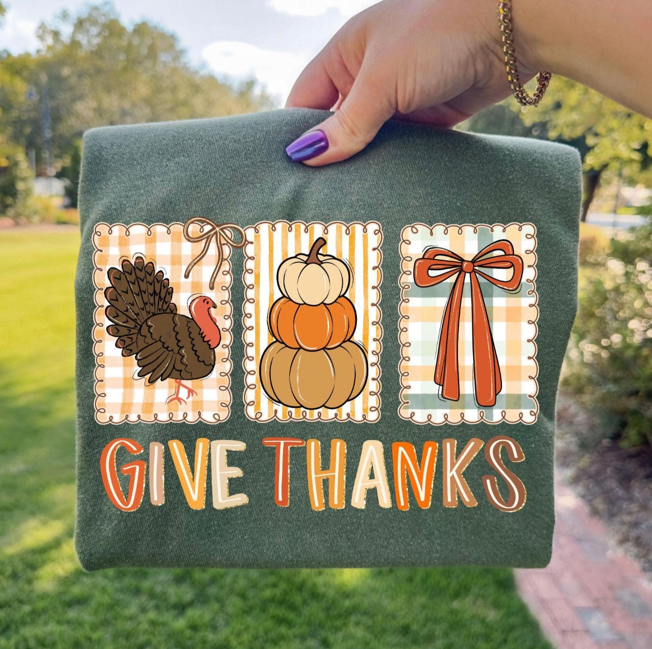 GIVE THANKS BLUE SPRUCE TEE