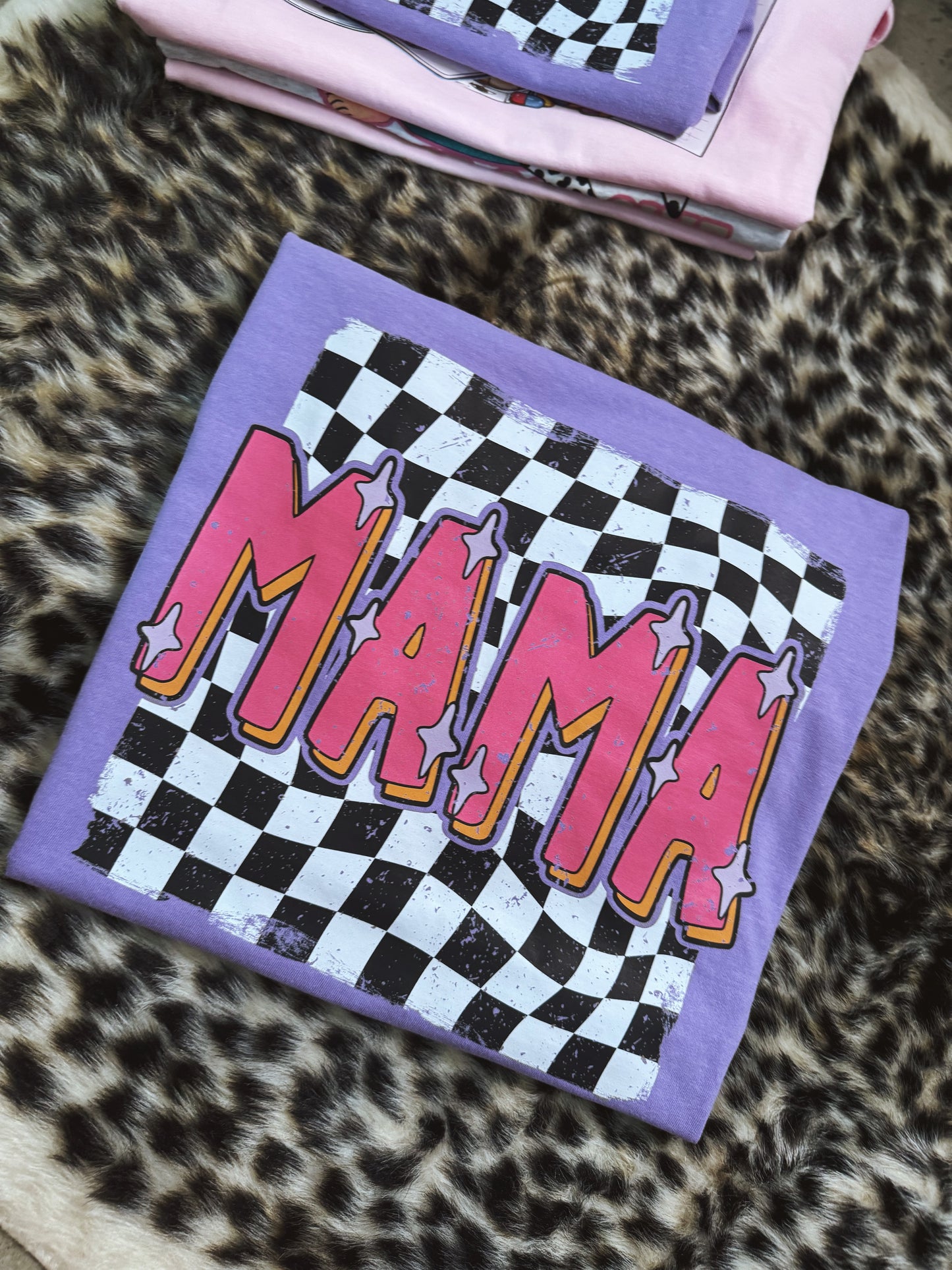 SPARKLE CHECKERED MAMA VIOLET TEE