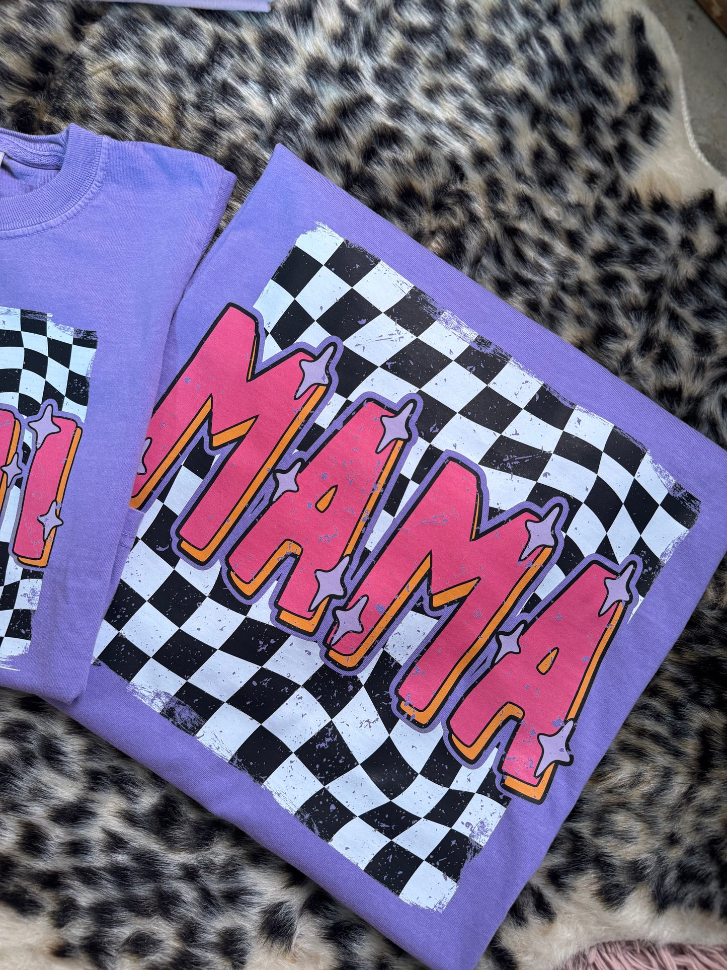 SPARKLE CHECKERED MAMA VIOLET TEE
