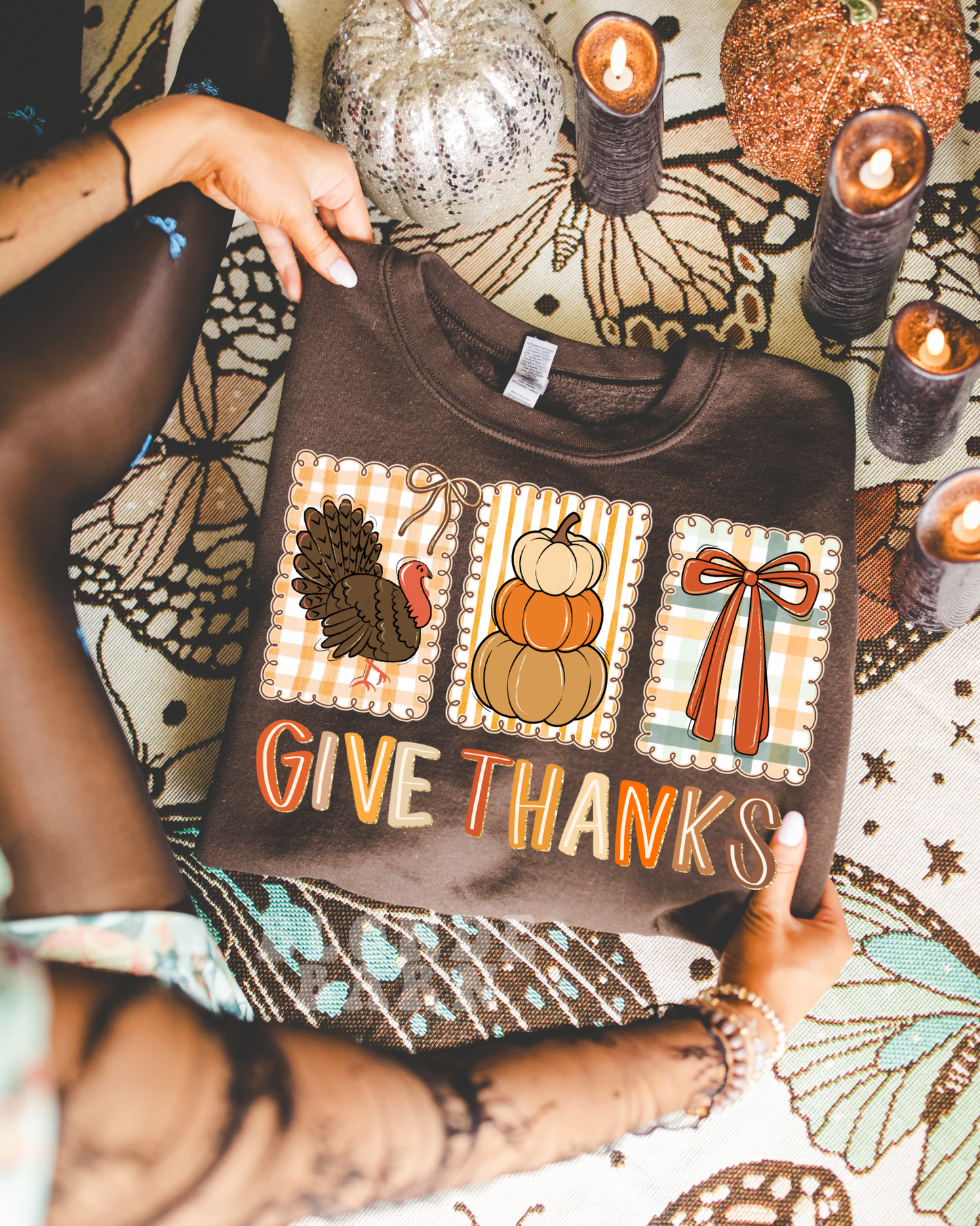 GIVE THANKS CHOCOLATE BROWN CREW