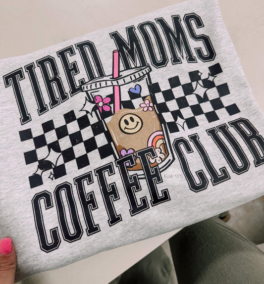 Tired Moms Coffee Club Checkered Crew
