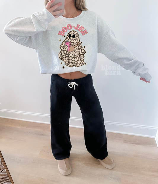 BOOJEE LEOPARD GHOST ASH GREY CREW
