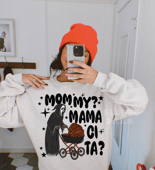 MOMMY MAMACITA GHOST FACE ASH GREY CREW