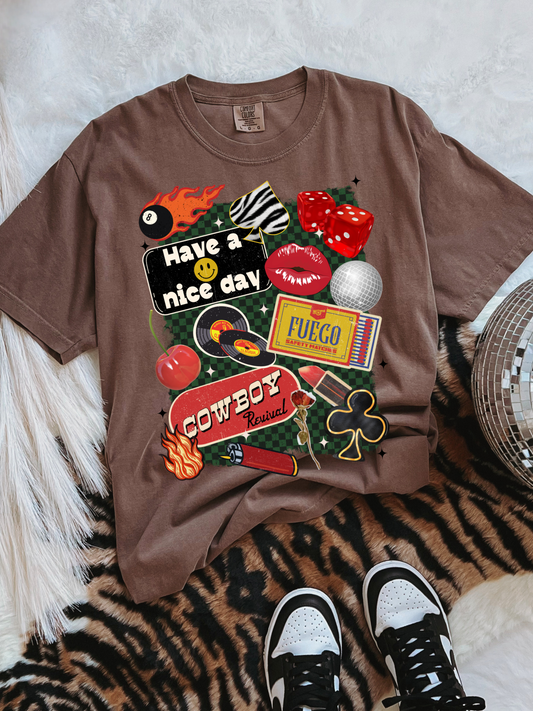 Have A Nice Day Cowboy Revival Collage Tee