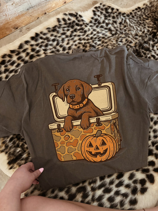 CAMO BROWN LAB HALLOWEEN PEPPER TEE