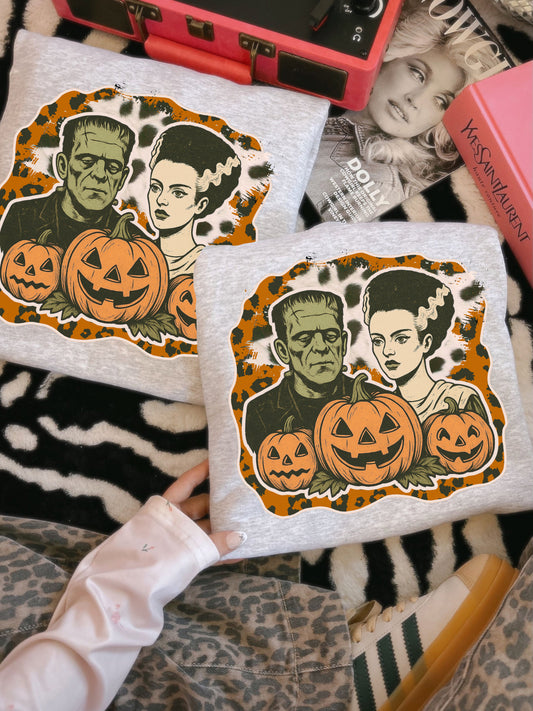 LEOPARD FRANKENSTEIN HALLOWEEN ASH GREY CREW
