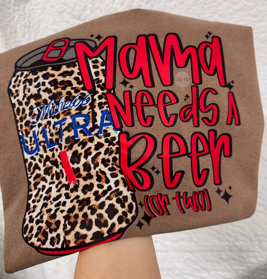 Mama Needs a Beer Cheetah Michelob Ultra Tee