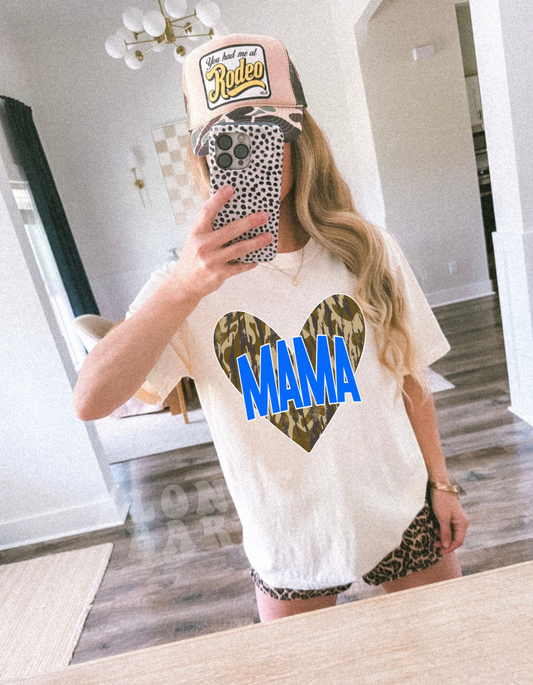 MAMA CAMO HEART IVORY TEE