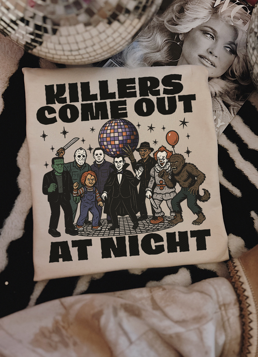 KILLERS COME OUT AT NIGHT DISCO SPOOKY IVORY TEE
