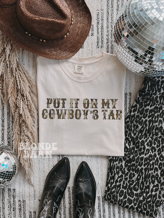 Put It On My Cowboy's Tab Ivory Tee