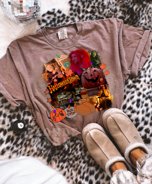 HALLOWEEN TOWN COLLAGE ESPRESSO TEE