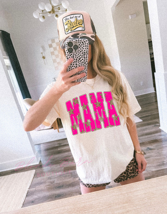 PINK MAMA STARS IVORY TEE