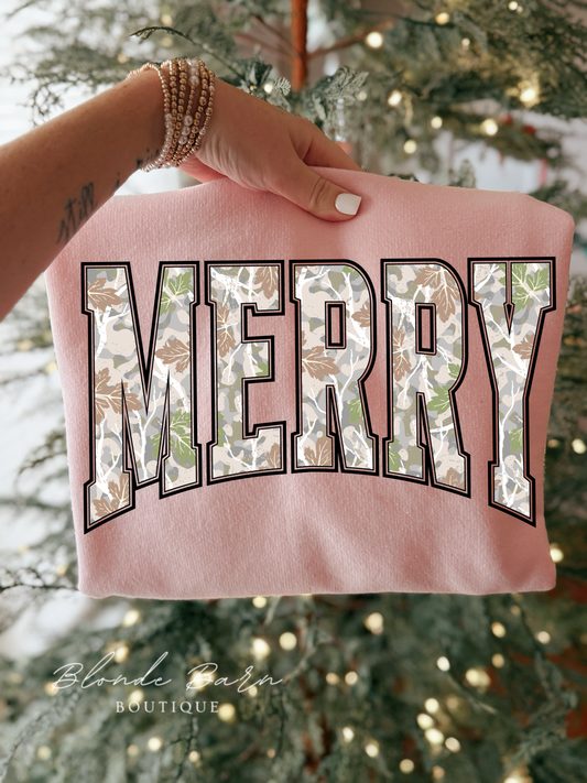 CAMO MERRY PINK CREW