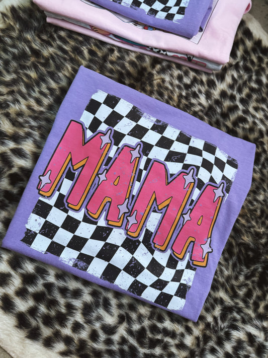 SPARKLE CHECKERED MAMA VIOLET TEE