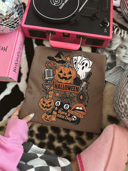 RETRO HALLOWEEN COLLAGE ESPRESSO TEE