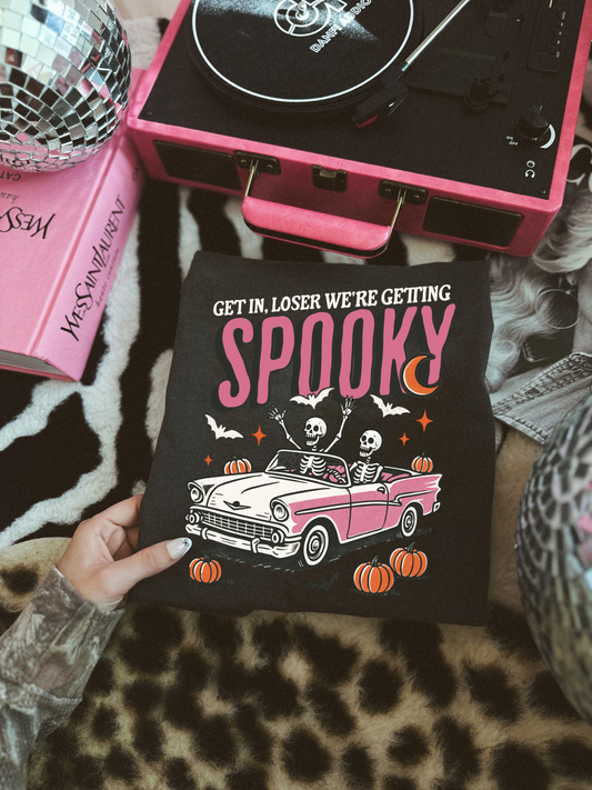 GET IN LOSER SPOOKY SKELETON BLACK TEE