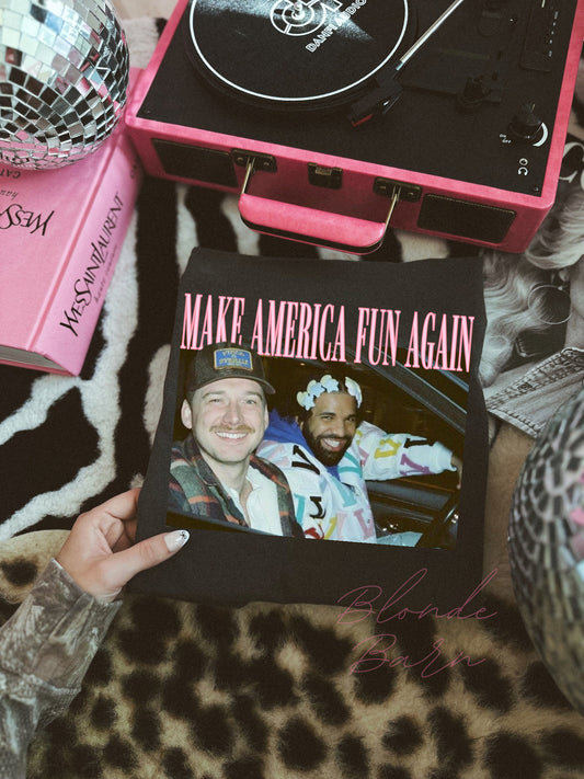 MAKE AMERICA FUN AGAIN MORGAN WALLEN & DRAKE BLACK TEE