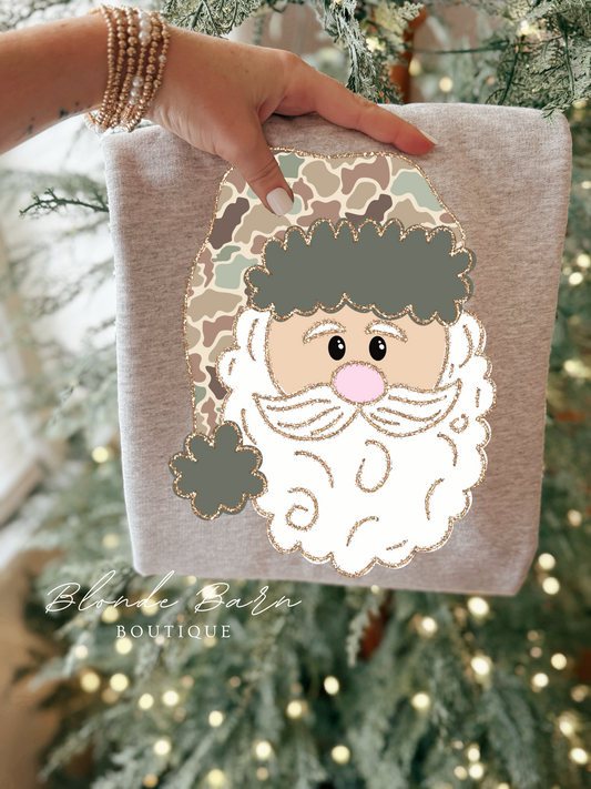 LIGHT DUCK CAMO SANTA GREY CREW