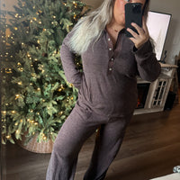 COZY CABIN MOCHA RIBBED LOUNGE SET