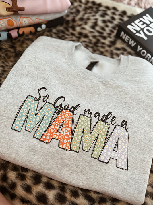 SO GOD MADE A MAMA ASH GREY CREW