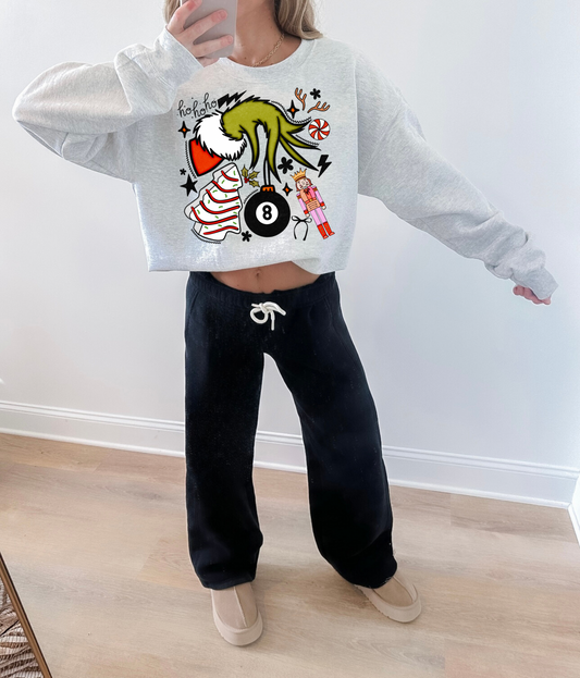 GRINCH CHRISTMAS COLLAGE ASH GREY CREW