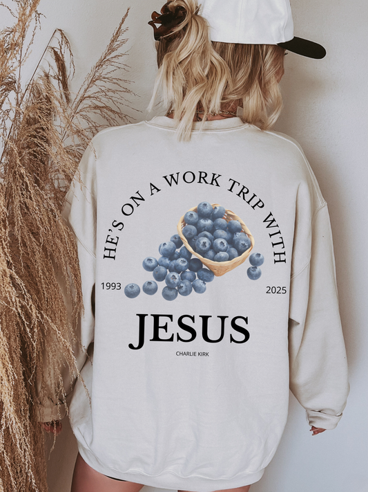 HE'S ON A WORK TRIP WITH JESUS