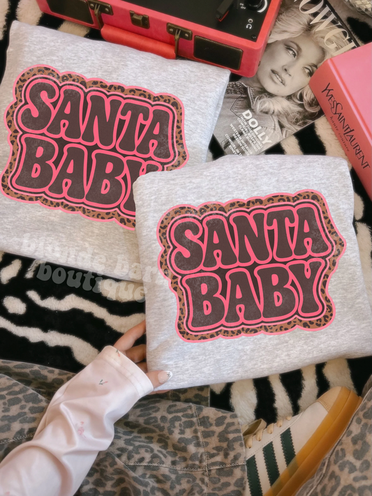 SANTA BABY LEOPARD ASH GREY CREW